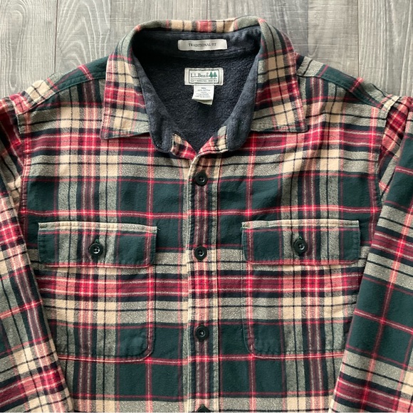 LL Bean Fleece Lined Flannel Shirt Jacket
# 250393
Men’s Medium
Green Tan Red - Picture 3 of 6